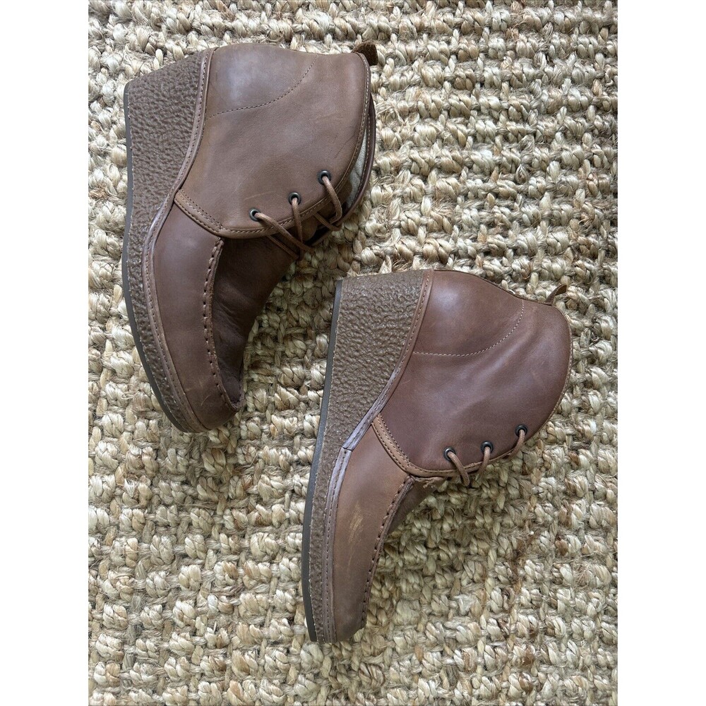 Olukai Wali Wedge Moc Toe Brown Leather Boots